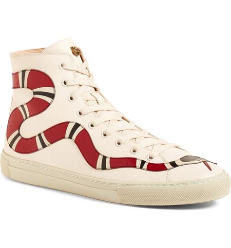 gucci black leather high top sneaker with snakes|gucci ace embroidered snake sneakers.